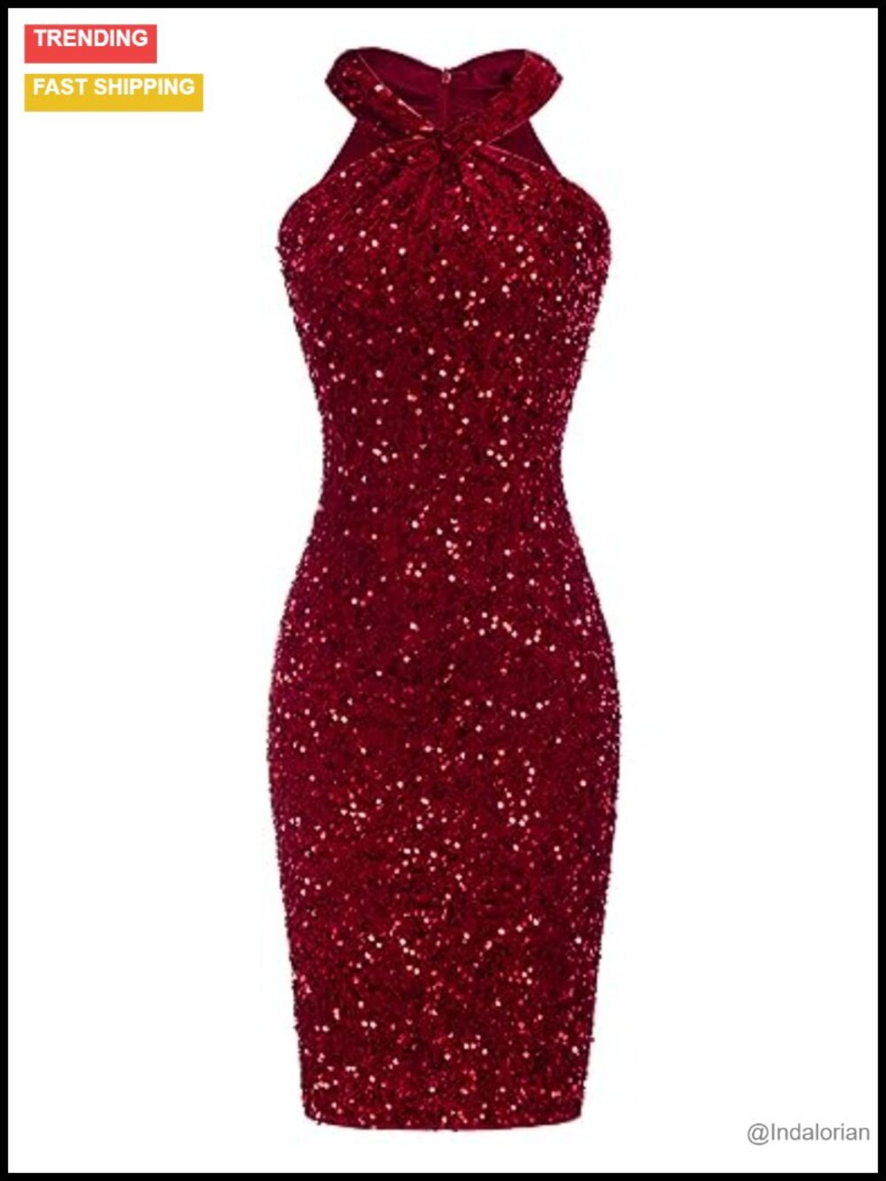 Halter Bodycon Sequin Cocktail Mini Dress Sleeveless Backless Party